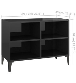 Meuble TV avec pieds en métal Noir brillant 69,5x30x50 cm