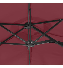 Parasol à double tête avec LED rouge bordeaux 316x240 cm