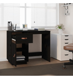 Bureau Noir 95x50x75 cm Bois massif de pin