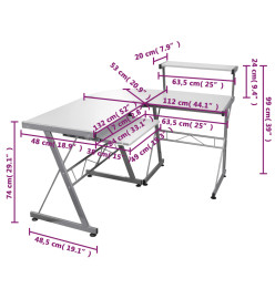 Bureau d'ordinateur d'angle Blanc 132x112x99 cm Bois ingénierie