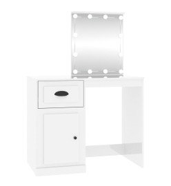 Coiffeuse et LED blanc brillant 90x50x132,5 cm bois ingénierie