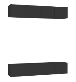 Meubles TV 4 pcs Noir 80x30x30 cm Aggloméré