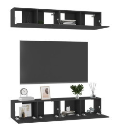 Meubles TV 4 pcs Noir 80x30x30 cm Aggloméré