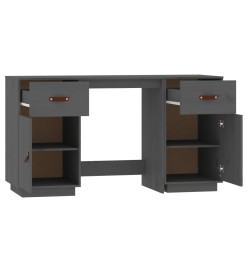 Bureau avec armoires Gris 135x50x75 cm Bois massif de pin