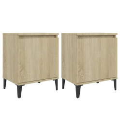 Tables de chevet pieds en métal 2 pcs Chêne sonoma 40x30x50 cm