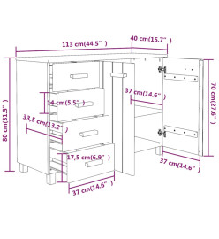 Buffet HAMAR Gris foncé 113x40x80 cm Bois massif de pin