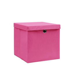 Boîtes de rangement avec couvercles 10 pcs 28x28x28 cm Rose