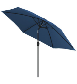 Parasol d'extérieur avec LED et mât en acier 300 cm Azuré