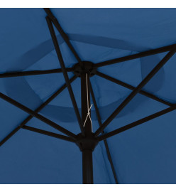 Parasol d'extérieur avec LED et mât en acier 300 cm Azuré