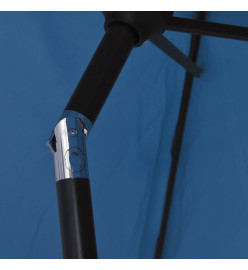 Parasol d'extérieur avec LED et mât en acier 300 cm Azuré