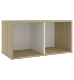 Meuble TV Blanc et chêne sonoma 72x35x36,5 cm Aggloméré