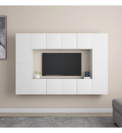 Ensemble de meubles TV 8 pcs Blanc Aggloméré