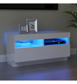 Meuble TV avec lumières LED blanc brillant 80x35x40 cm