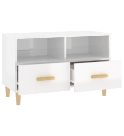 Meuble TV Blanc brillant 80x36x50 cm Bois d'ingénierie