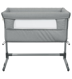 Lit pour bébé avec matelas Gris clair Tissu de lin