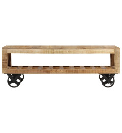 Table basse avec roues Bois de manguier massif 110 x 50 x 37 cm