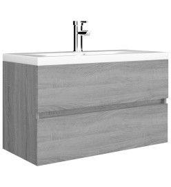 Meuble lavabo avec bassin intégré Sonoma gris Bois d'ingénierie