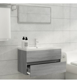 Meuble lavabo avec bassin intégré Sonoma gris Bois d'ingénierie