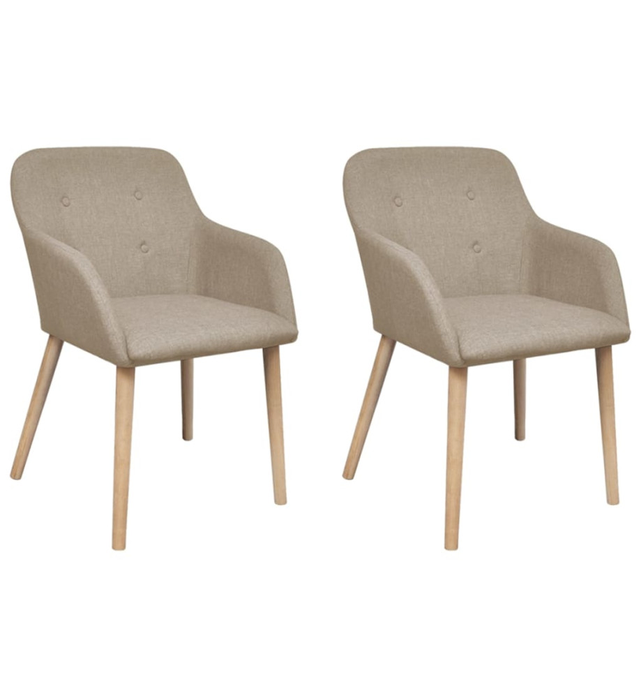 Chaises à manger lot de 2 beige tissu et chêne massif