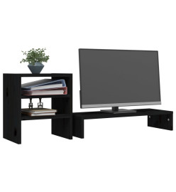 Support de moniteur Noir 81x20x30 cm Bois de pin solide