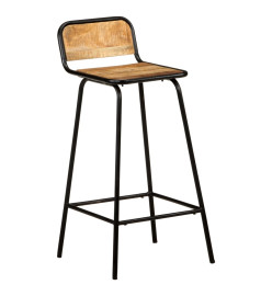 Chaises de bar lot de 2 bois de manguier solide