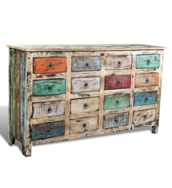 Armoire avec 16 tiroirs Bois massif de récupération Multicolore