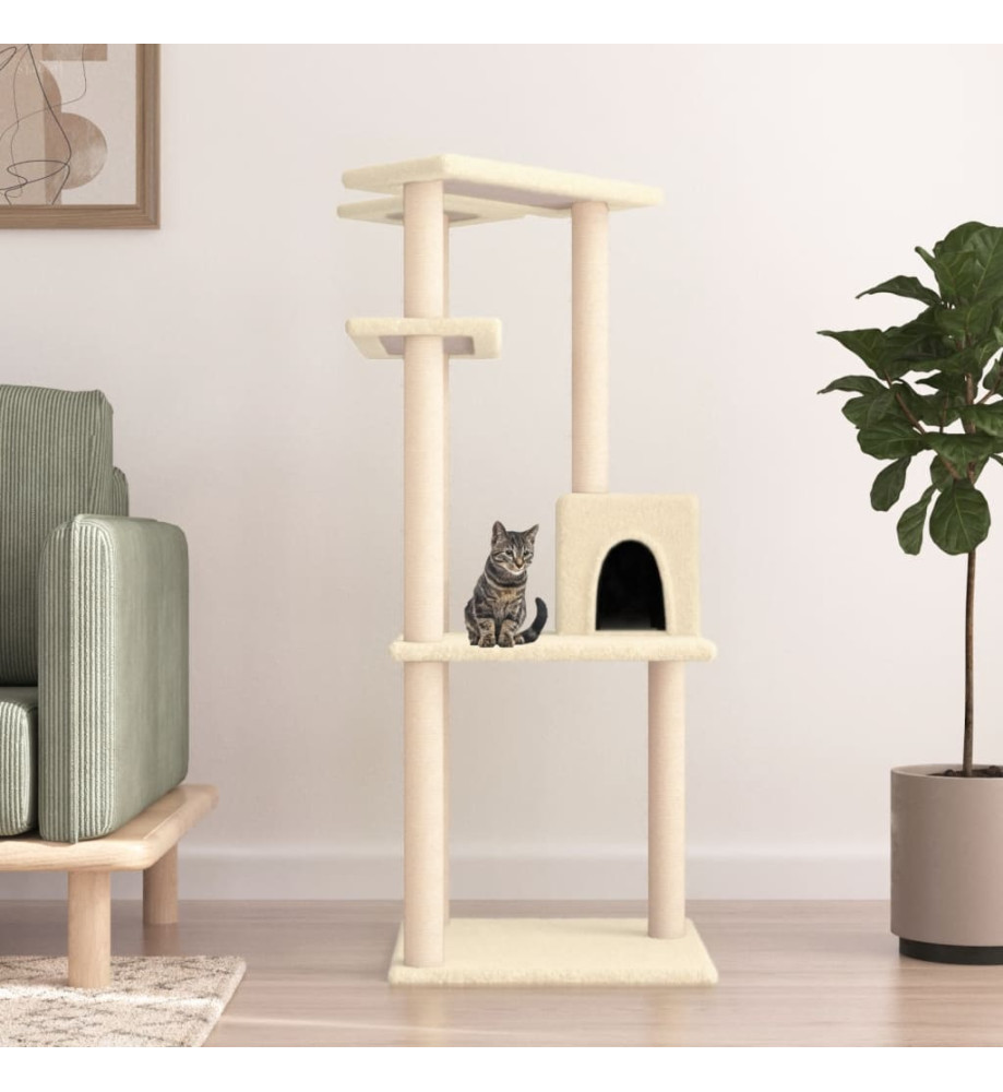 Arbre à chat avec griffoirs en sisal crème 123 cm