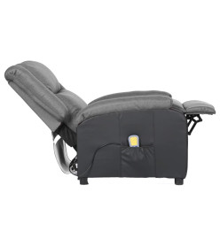 Fauteuil de massage électrique gris clair similicuir et tissu