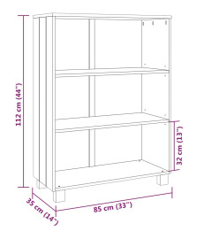 Bibliothèque HAMAR Gris foncé 85x35x112 cm Bois de pin massif