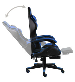 Fauteuil de jeux vidéo avec repose-pied Noir et bleu Similicuir