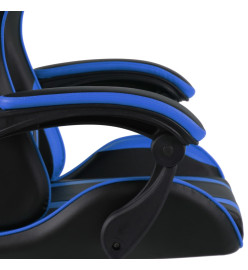 Fauteuil de jeux vidéo avec repose-pied Noir et bleu Similicuir