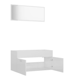 Ensemble de meubles de bain 2 pcs Blanc brillant Aggloméré