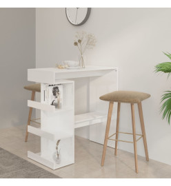 Table de bar étagère de rangement Blanc brillant 100x50x101,5cm