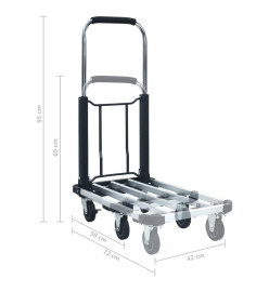 Chariot de transport pliable 150 kg Aluminium Argenté