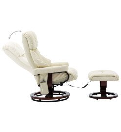 Fauteuil de massage inclinable Crème Similicuir et bois courbé