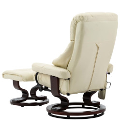 Fauteuil de massage inclinable Crème Similicuir et bois courbé