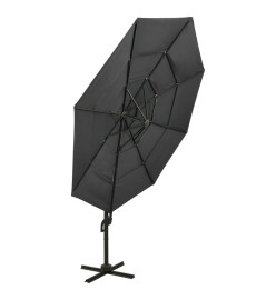 Parasol à 4 niveaux avec mât en aluminium Anthracite 3x3 m