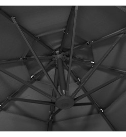 Parasol à 4 niveaux avec mât en aluminium Anthracite 3x3 m