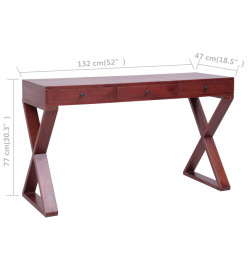 Bureau d'ordinateur Marron 132x47x77 cm Bois d'acajou massif