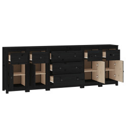 Buffet Noir 230x35x80 cm Bois massif de pin