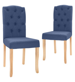 Chaises à manger lot de 2 bleu tissu