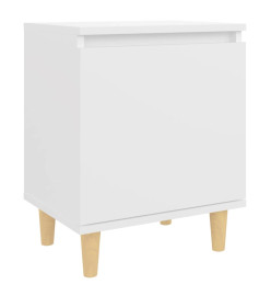 Table de chevet avec pieds en bois massif Blanc 40x30x50 cm
