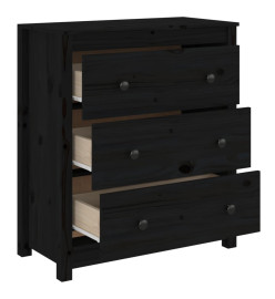 Buffet Noir 70x35x80 cm Bois massif de pin