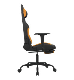 Chaise de jeu de massage avec repose-pied Noir et orange Tissu