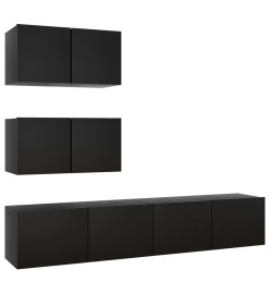 Ensemble de meuble TV 4 pcs Noir Aggloméré