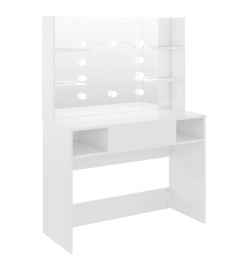 Table de maquillage avec éclairage LED MDF Blanc brillant