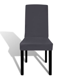 Housse de chaise droite extensible 6 pcs anthracite