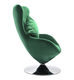 Fauteuil pivotant en forme d’œuf et coussin Vert foncé Velours