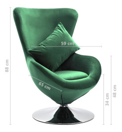 Fauteuil pivotant en forme d’œuf et coussin Vert foncé Velours