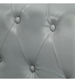 Fauteuil Chesterfield Gris Cuir véritable